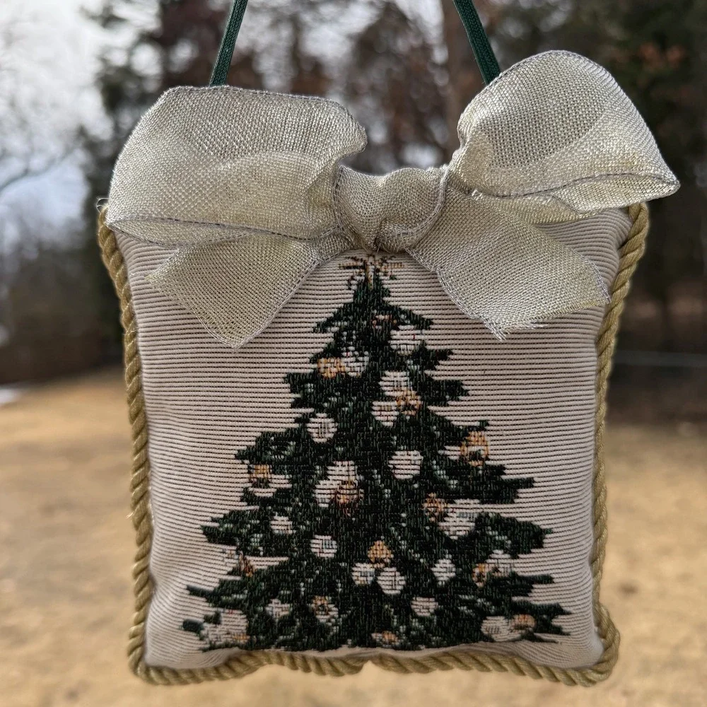 Tapestry Cross Stitch Door Handle Knob Mini Pillow Christmas Tree 6